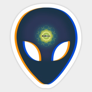 Big Brain Alien Head Sticker